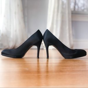 Stuart Weitzman Black Satin Pumps